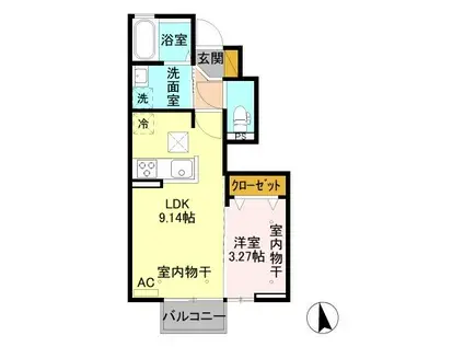 アルブル・カメリアII(1LDK/1階)の間取り写真