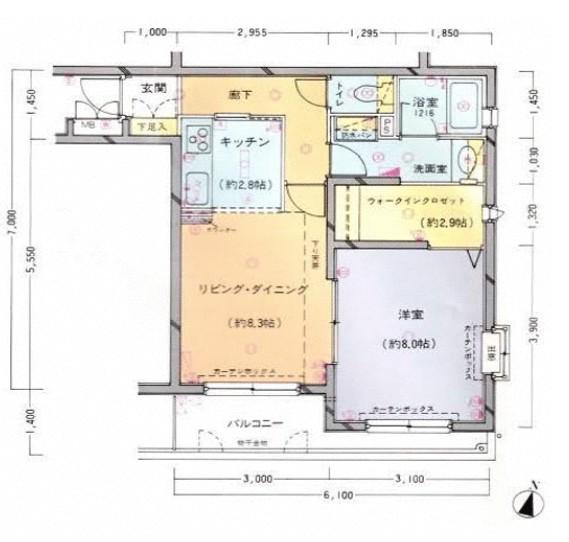 エレガンス代々木(1LDK/4階)の間取り写真