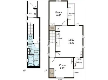 Jプラス我孫子A(2LDK/1階)の間取り写真
