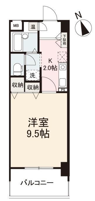 グラシエール木太町(1K/2階)の間取り写真