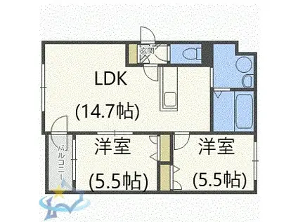 ルグラン宮の沢(2LDK/2階)の間取り写真