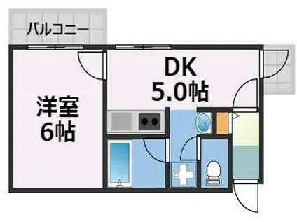 グローバル湊川ハイツ(1DK/4階)の間取り写真
