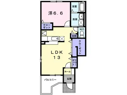 クリスタルハウス(1LDK/1階)の間取り写真