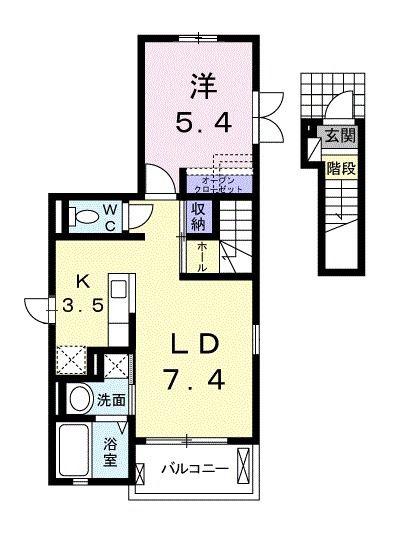 コンフォルト(1LDK/2階)の間取り写真