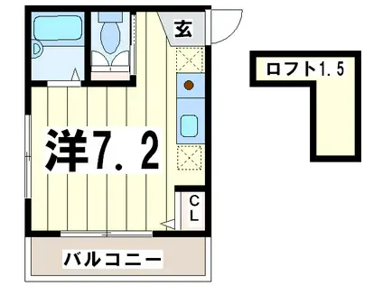 ゴールデンハイツ(ワンルーム/2階)の間取り写真