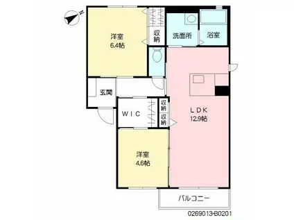 フェリークII(2LDK/2階)の間取り写真