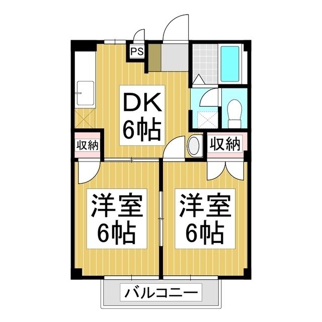 アネックス一由(2DK/1階)の間取り写真