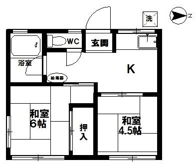 シティハイムオリンピア(2K/1階)の間取り写真