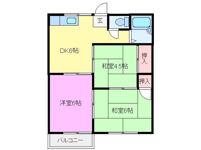 グリーンAハイツ II(3DK/1階)の間取り写真