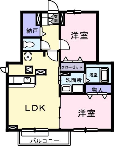 ウォーム郡山(2LDK/1階)の間取り写真