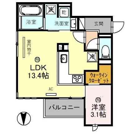 セジュール汀(1LDK/3階)の間取り写真