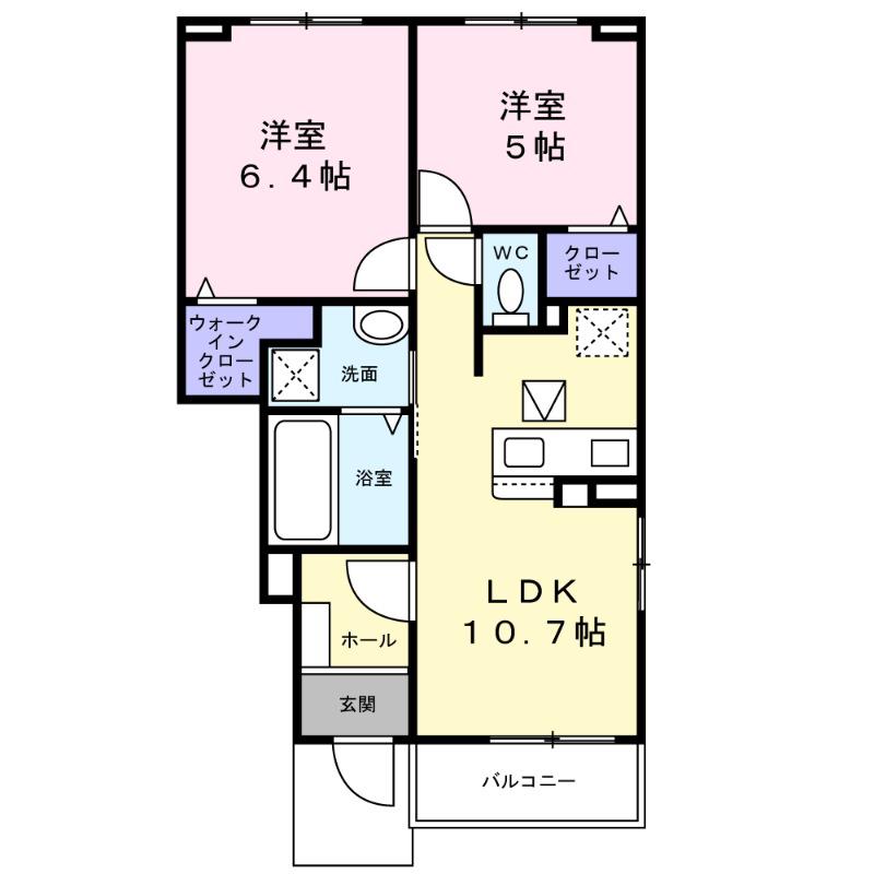 サジュールKⅡ(2LDK/1階)の間取り写真