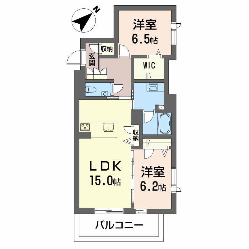 アンビエラ八事(2LDK/2階)の間取り写真