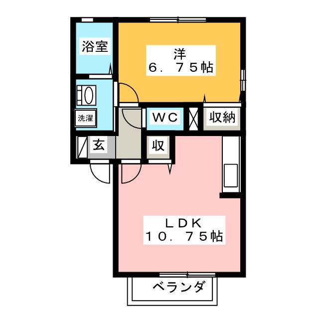 ミュータウンB棟(1LDK/2階)の間取り写真