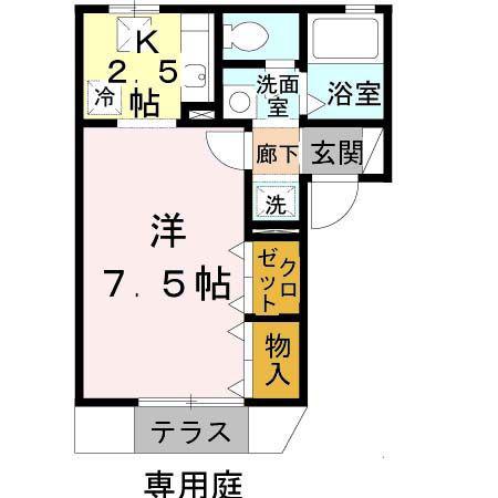 プレミール・ルナ(1K/1階)の間取り写真