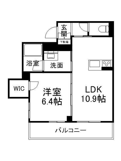 レフィシア西院(1LDK/1階)の間取り写真