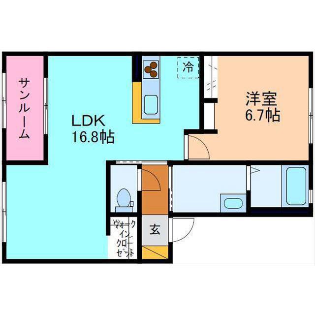TII-AIM(1LDK/2階)の間取り写真