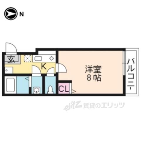 アークリード二条城北(1K/1階)の間取り写真