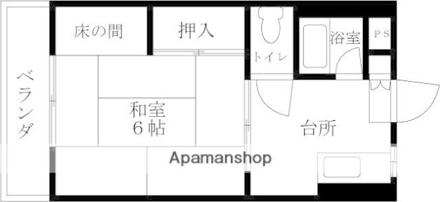 ユーハイム白木(1DK/3階)の間取り写真