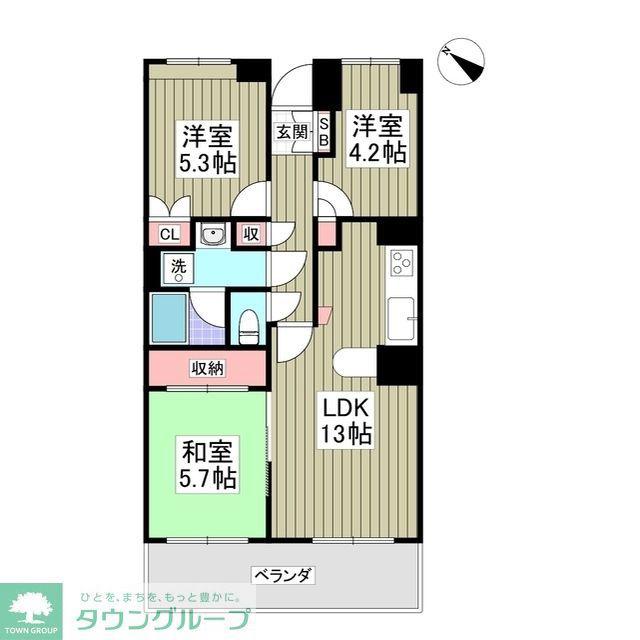 四つ木パークホームズ(3SDK/5階)の間取り写真