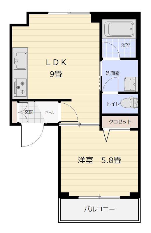 ALFLAT(1LDK/2階)の間取り写真
