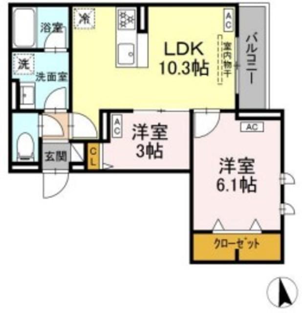 セレスティア徳丸 A(2LDK/2階)の間取り写真