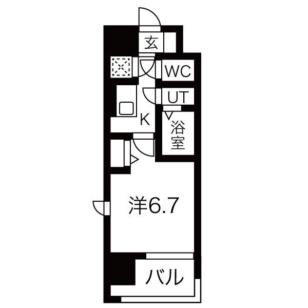 レジュールアッシュウエストレジス(1K/3階)の間取り写真