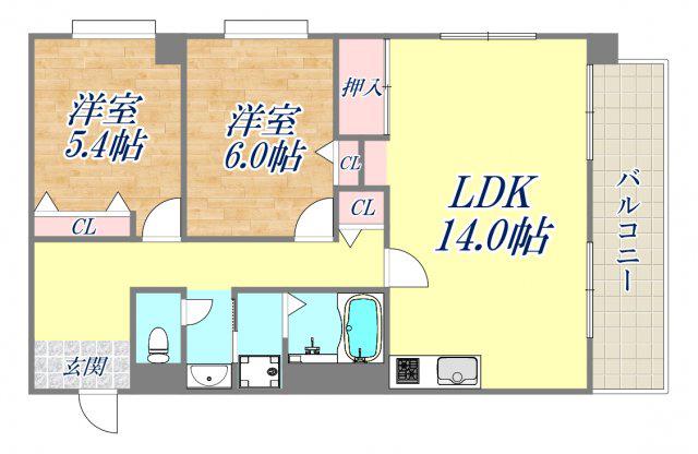 ツインアルカディア(2LDK/1階)の間取り写真