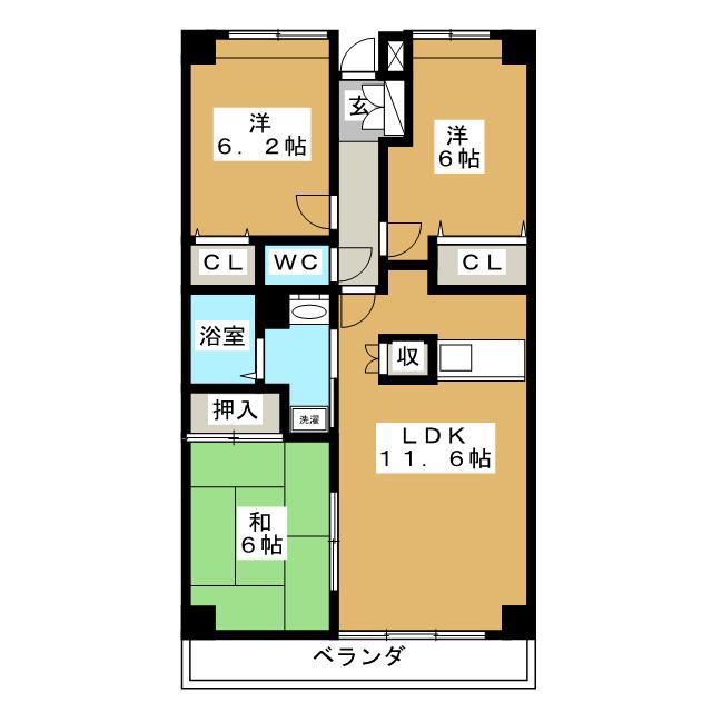 アルデールY・K(3LDK/2階)の間取り写真