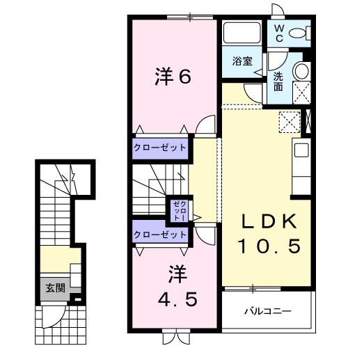 サン ドリーム(2LDK/2階)の間取り写真
