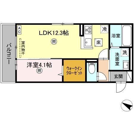 プラティアテトラ(1LDK/1階)の間取り写真