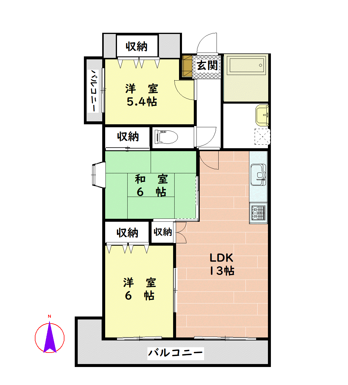 テレス ハラ(3LDK/5階)の間取り写真