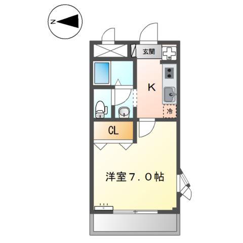 グランシャリオ(1K/2階)の間取り写真