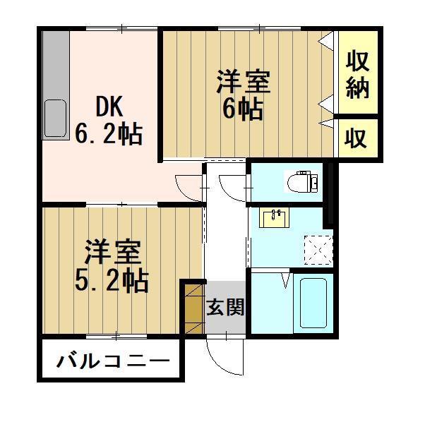グレシェント(2DK/1階)の間取り写真