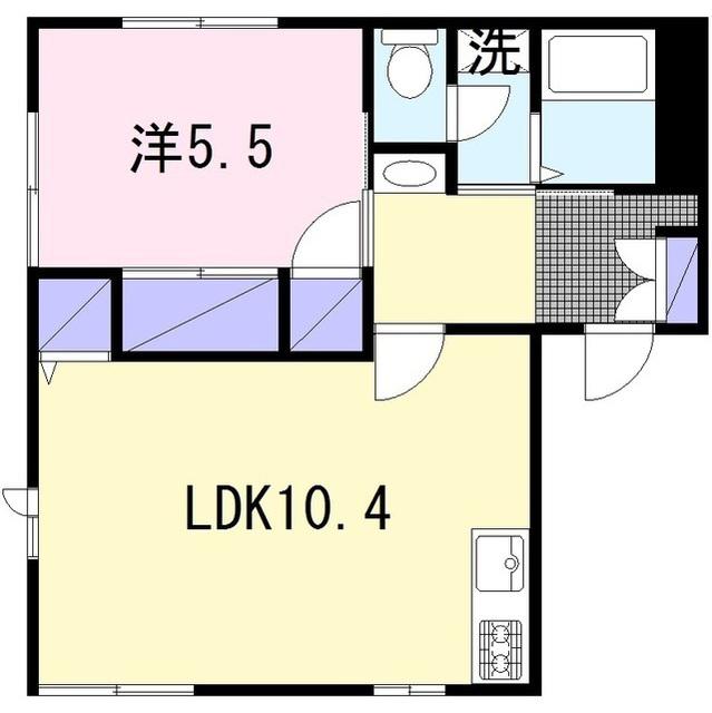 ハイラーク桜ヶ丘II(1LDK/1階)の間取り写真