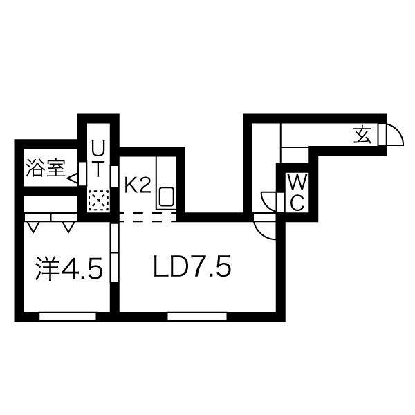 アルファイン南郷(1LDK/2階)の間取り写真
