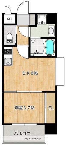 RESIAS ONE TENJINMINAMI BLDG(1DK/4階)の間取り写真