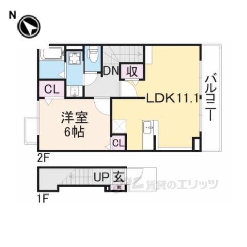 サウス ウェルズ3(1LDK/2階)の間取り写真