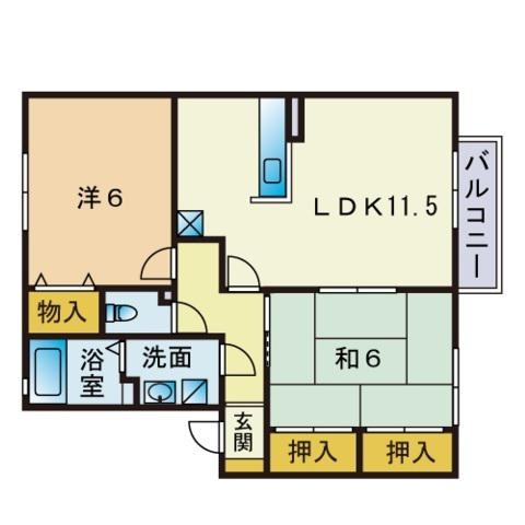 クリスタルWAKAⅡ(2LDK/2階)の間取り写真