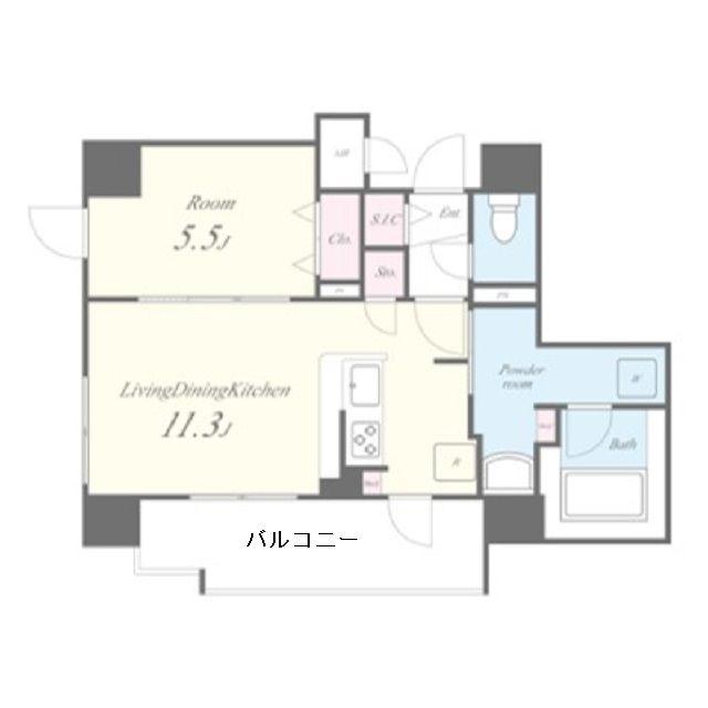 SKYレジデンス大阪梅田(1LDK/5階)の間取り写真
