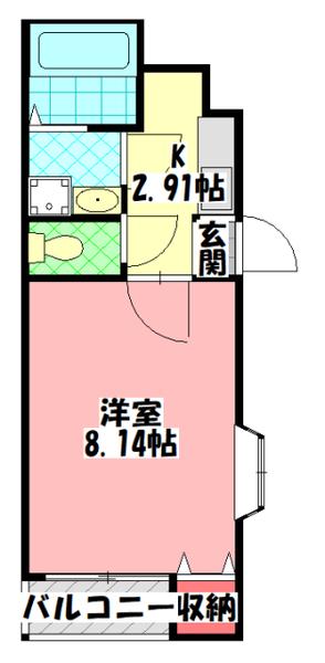 ラフォーレ(1K/2階)の間取り写真