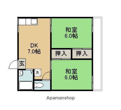 清水コーポ(2DK/2階)の間取り写真