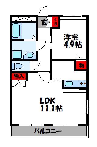 ＪＲ筑豊本線 飯塚駅 徒歩10分 2階建 築15年(1LDK/1階)の間取り写真