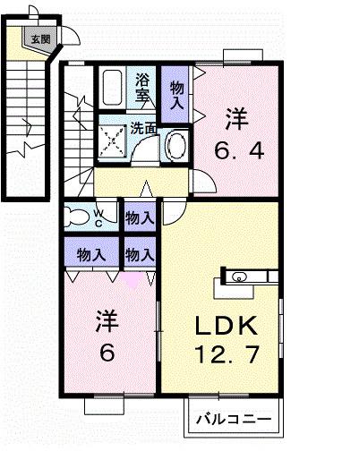 GARDEN HILLS(2LDK/2階)の間取り写真