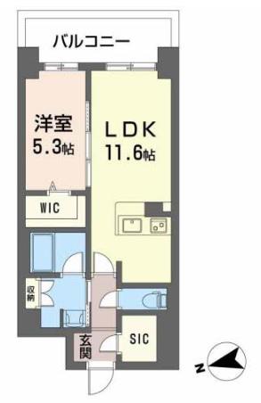 ケイマン(1LDK/4階)の間取り写真