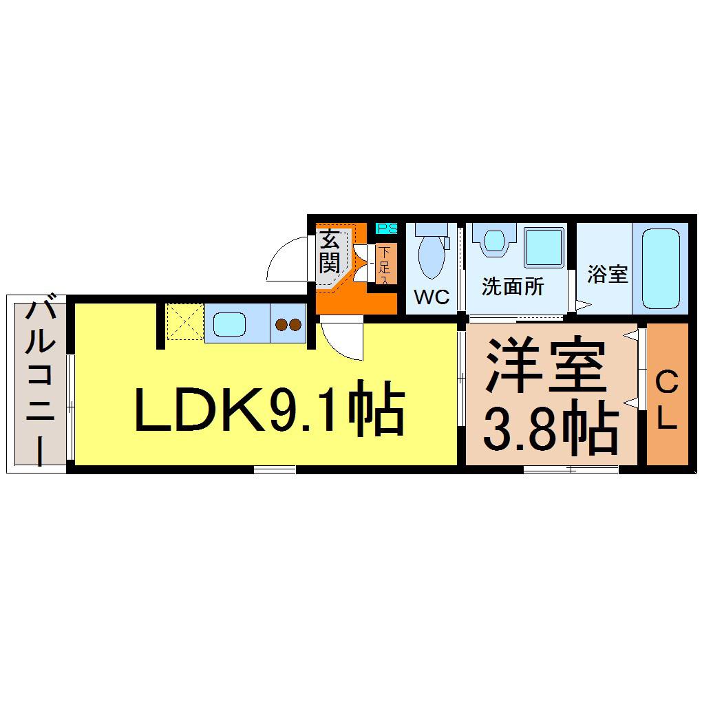 コンパートハウス大曽根(1LDK/2階)の間取り写真