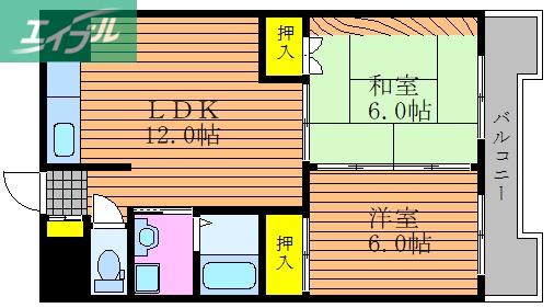 メゾン・ディエトワール(2LDK/5階)の間取り写真