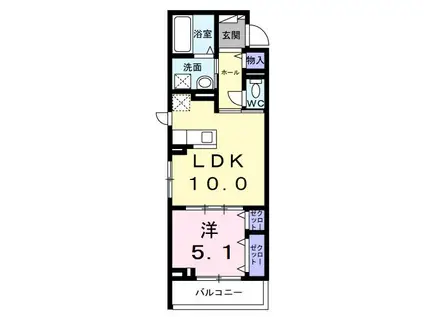 ハイドレンジア くずは(1LDK/2階)の間取り写真