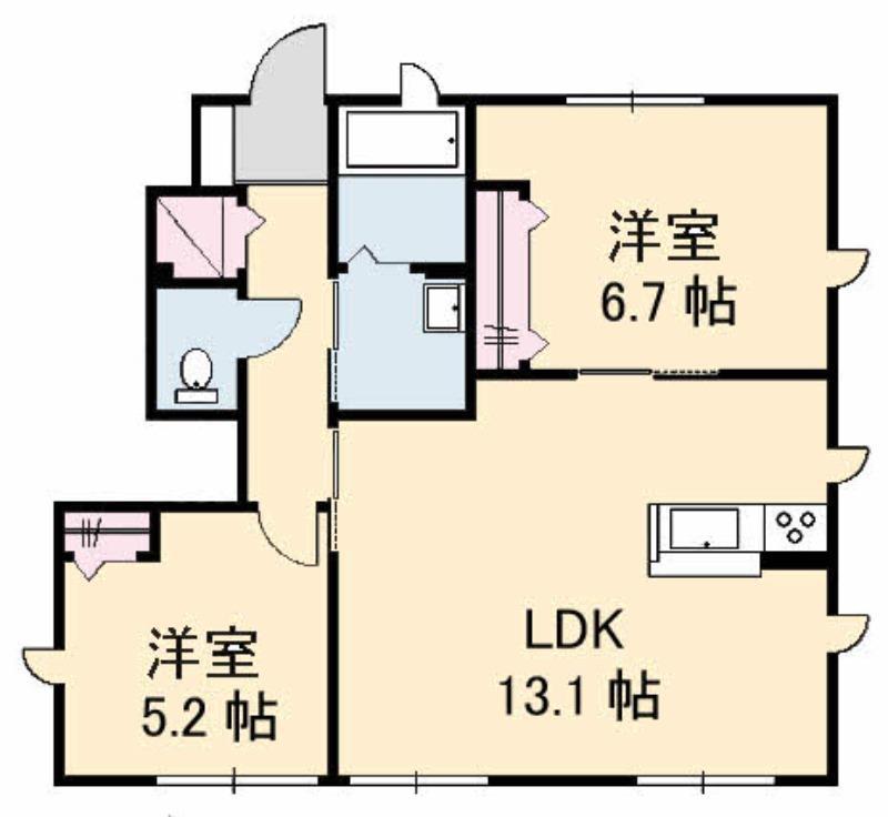 リスペクト白石(2LDK/1階)の間取り写真
