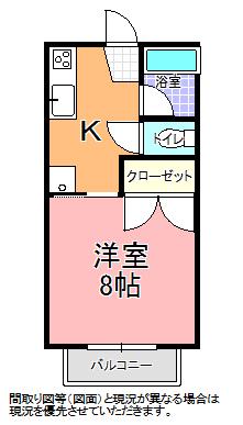 プラムハイツ(1K/1階)の間取り写真